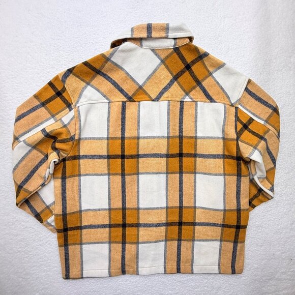 HFX Snap Front Orange Plaid Flannel Shacket Wool Blend Cabincore Outdoor Size M - Picture 6 of 11